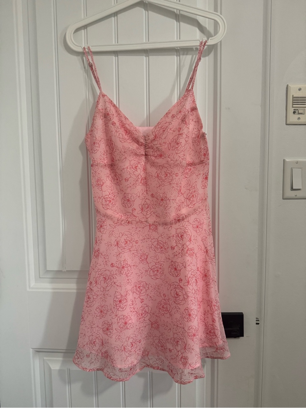 Urban Outfitters Pink Floral Spaghetti-Strap Mini Dress - Picture 2 of 4